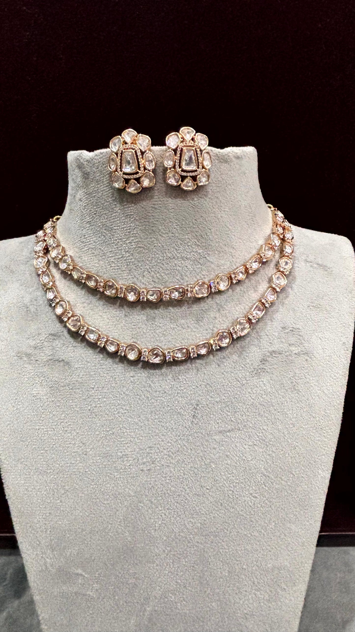 Myra Moissanite Double Layered Necklace Set