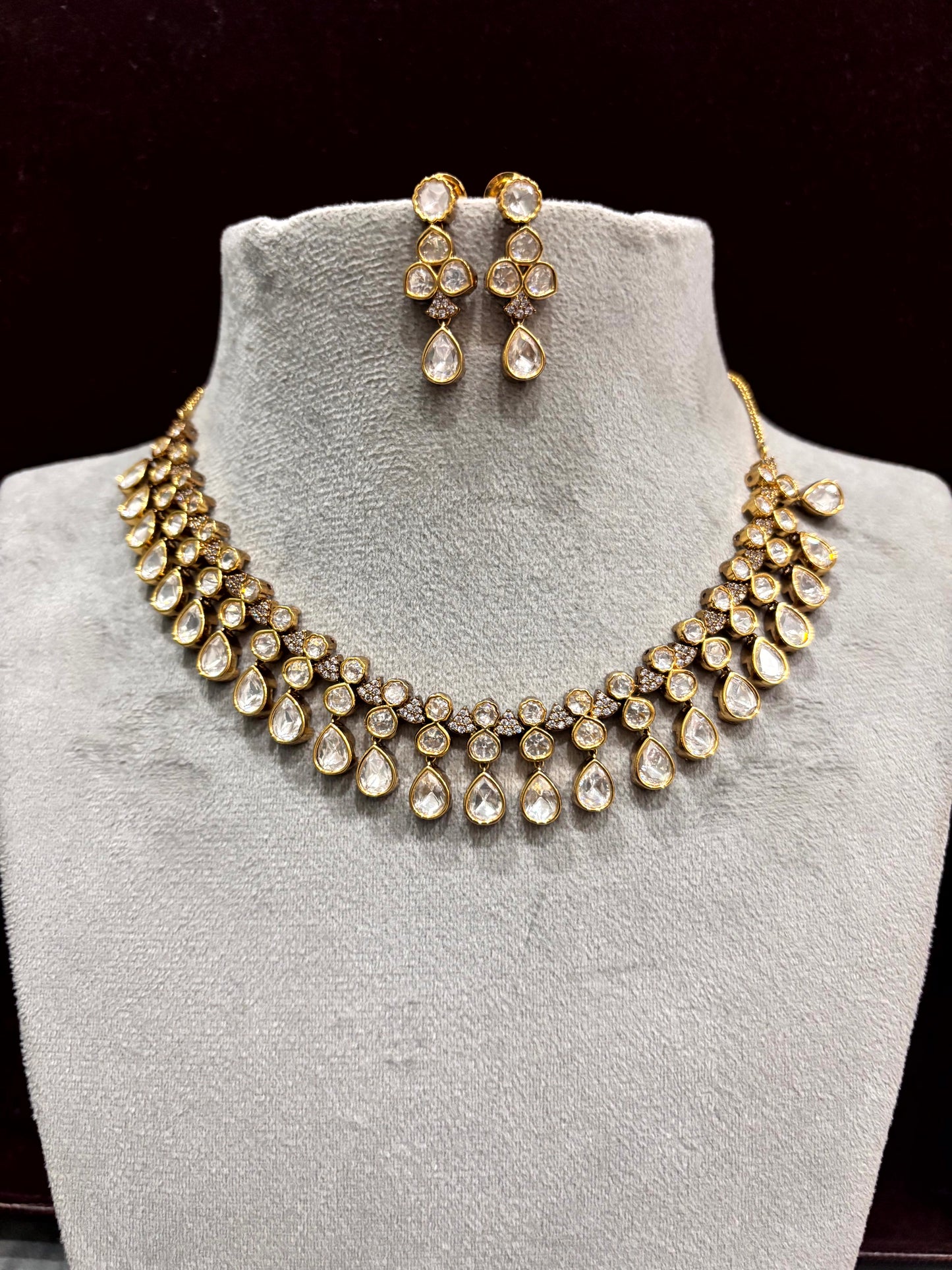 Kashvi Pear Drop Moissanite Necklace Set