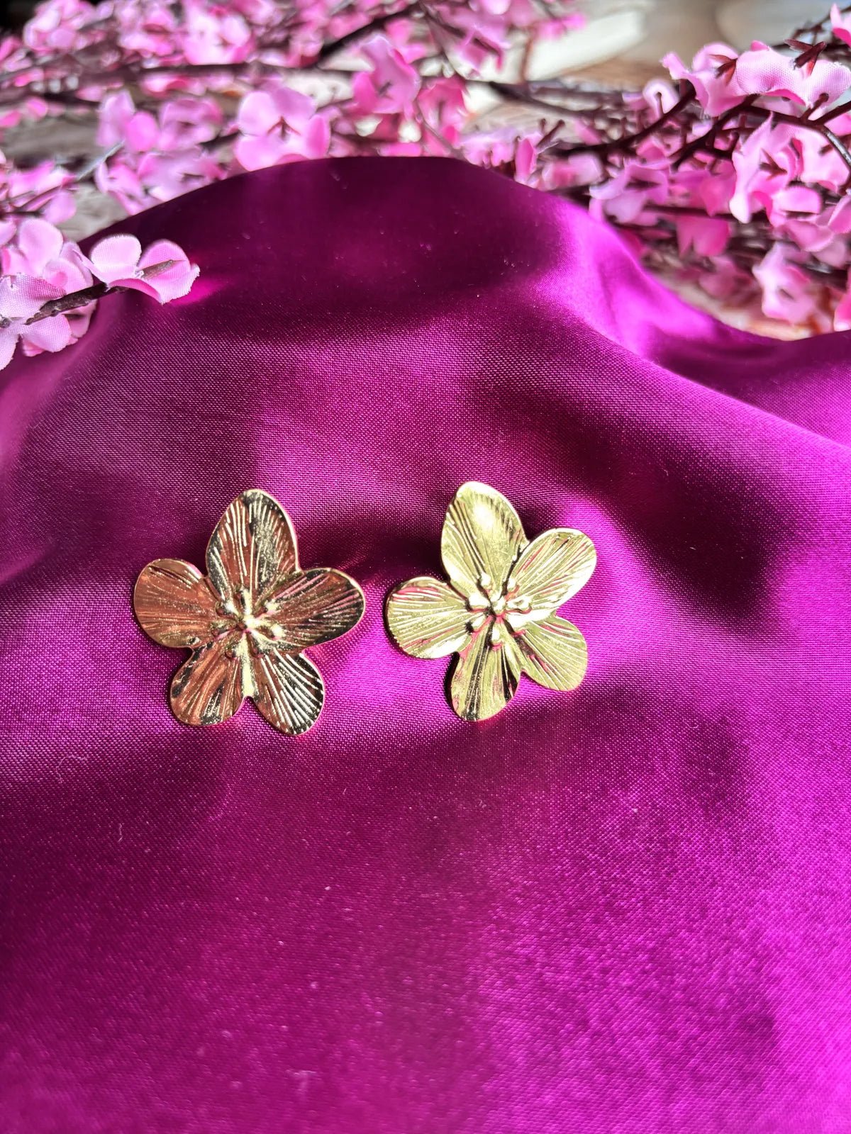 Gold Petal Anti Tarnish Earrings -