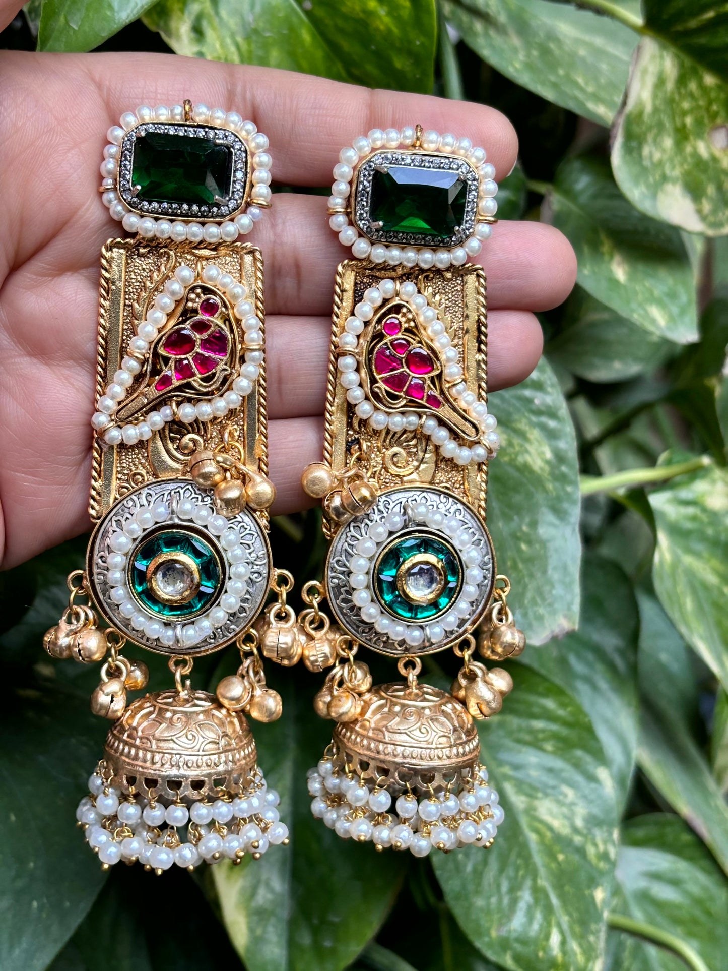 Emerald Mayuri Jhumka -