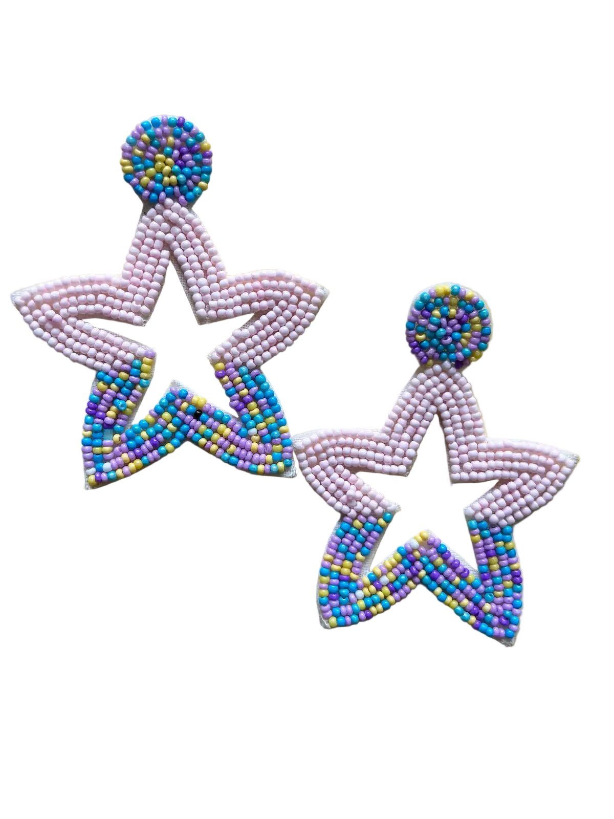 Glow Star Pink Beaded Earrings -