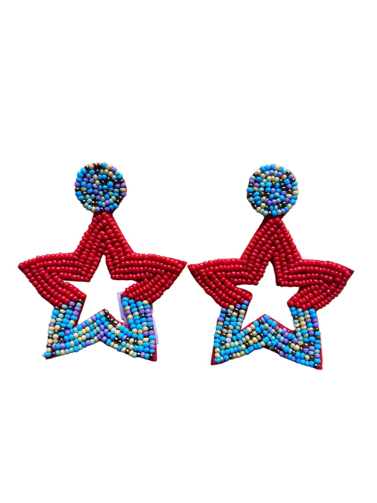 Glow Star Red Beaded Earrings -
