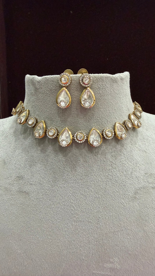 Zayesha Teardrop Moissanite Necklace Set