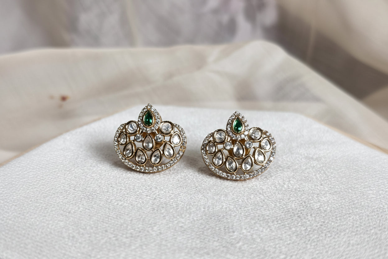 Kavya Pearl Floral Stud Earrings -