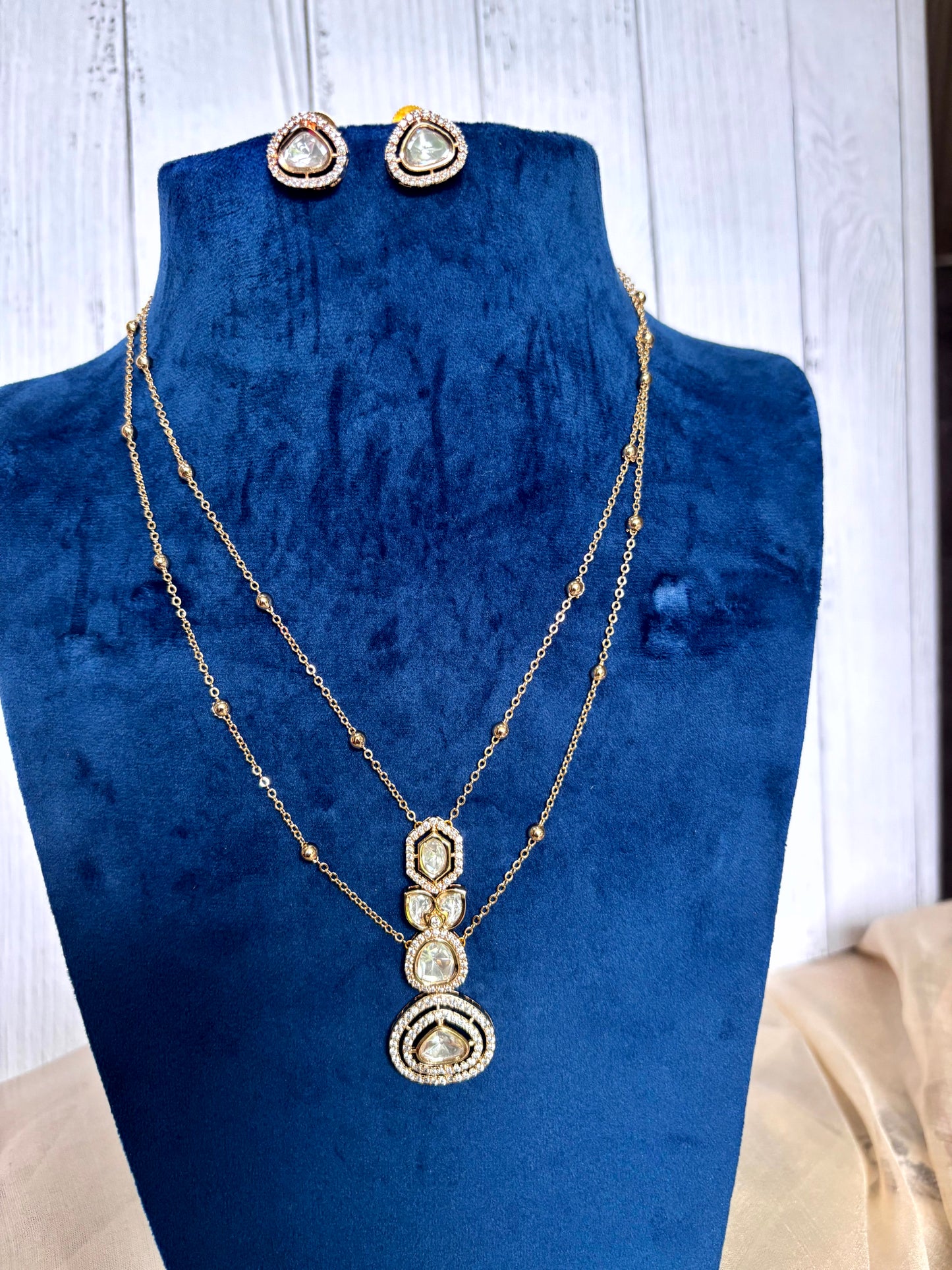 Ira Stylish Moissanite Double - Chain Necklace Set - A-25-N-M-11WHD-BJ