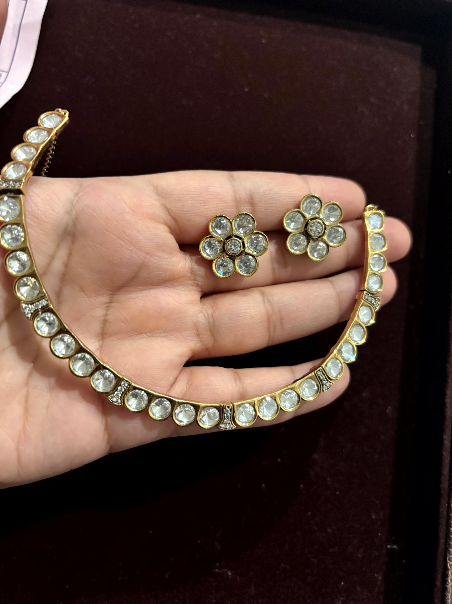 Avni Floral Moissanite Necklace Set -