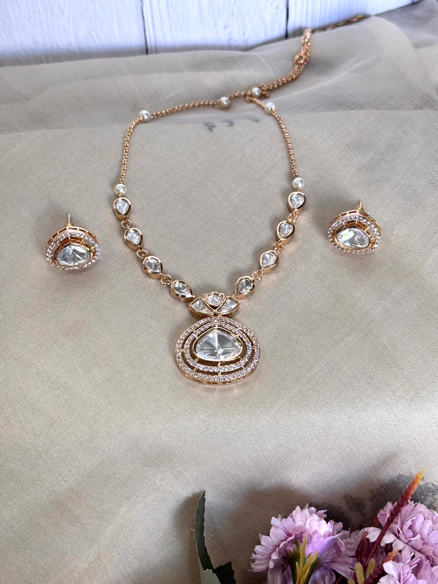 Ishani Modern Moissanite Necklace Set - A-25-N-M-1NYQH-BJ