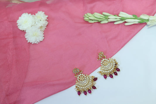 Ira Pearl Kundan Chandbali Earrings -