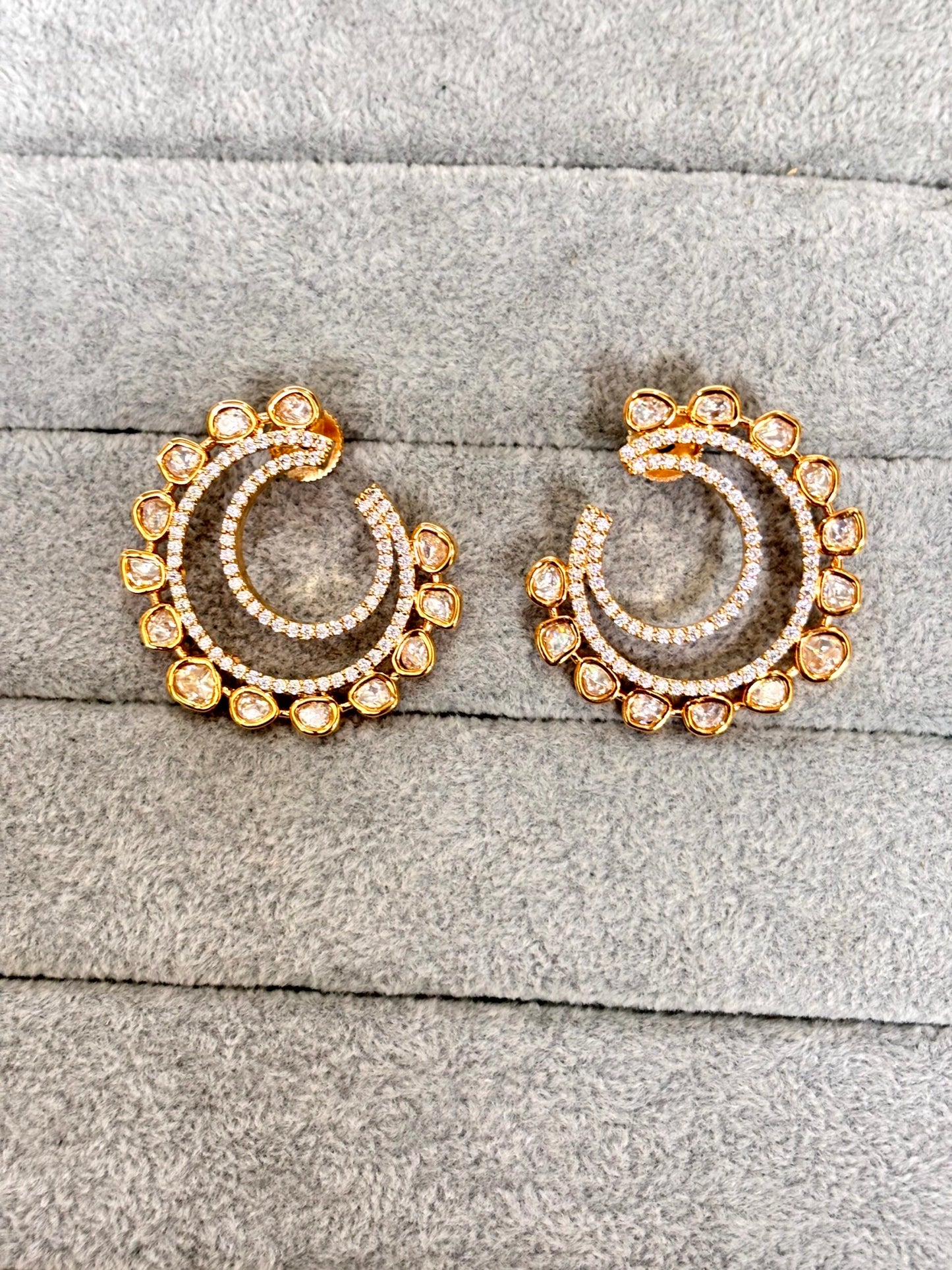 Kyra Statement Polki Moissanite Hoops -