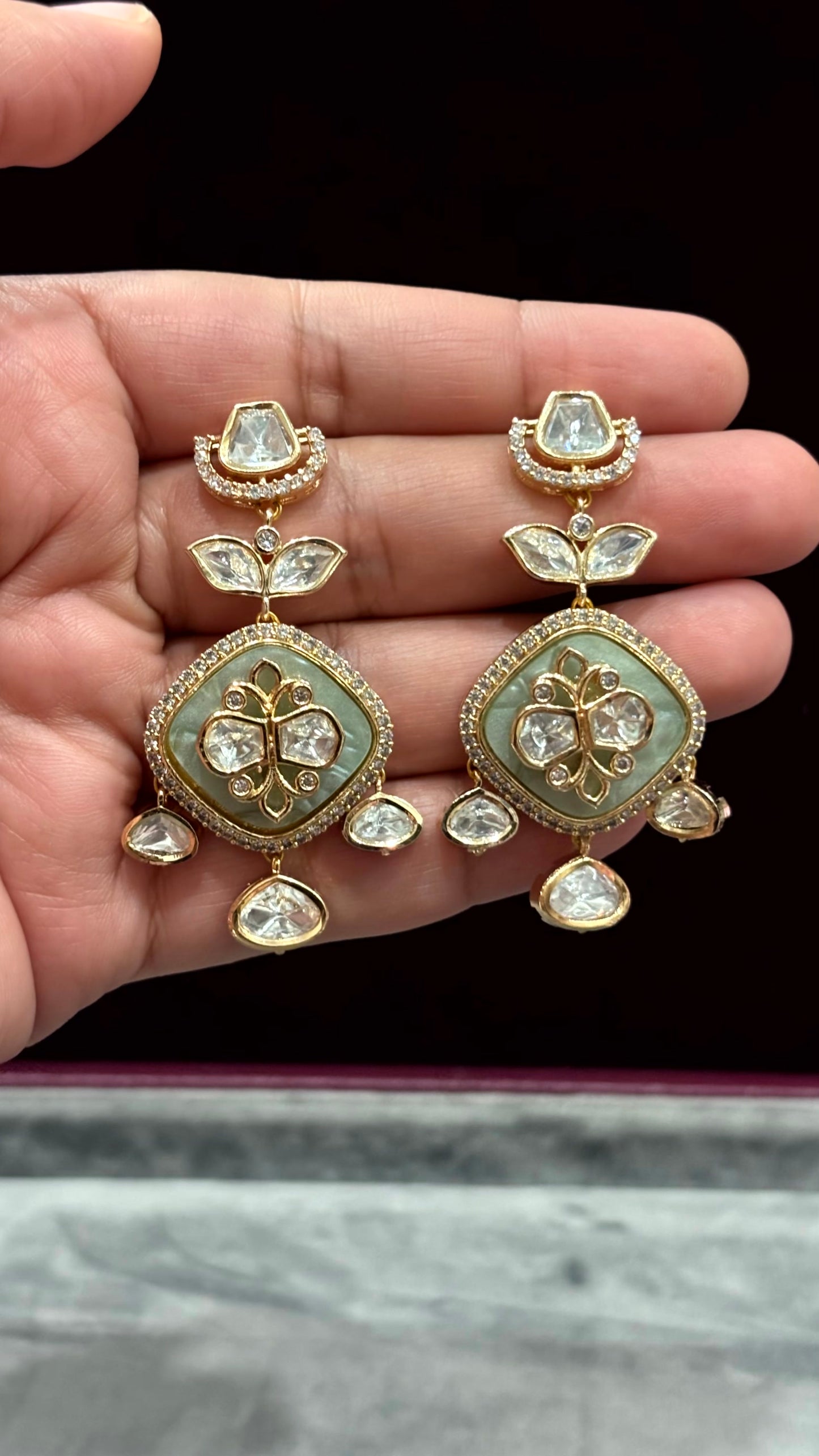 Kiara Mint Luxe Moissanite Drop Earrings -