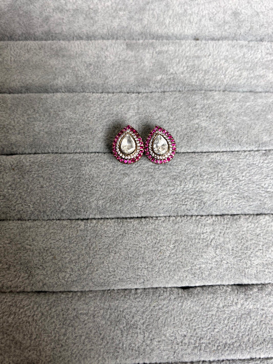 Ishita Ruby Kundan Teardrop Earrings -