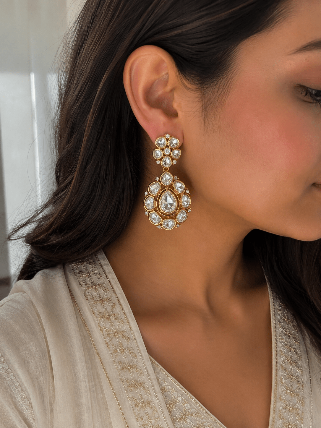 Avira Floral Moissanite Earrings - E31-BJ