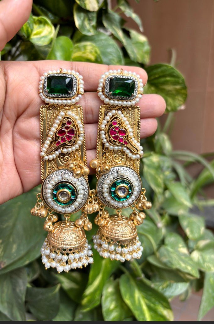 Emerald Mayuri Jhumka - 