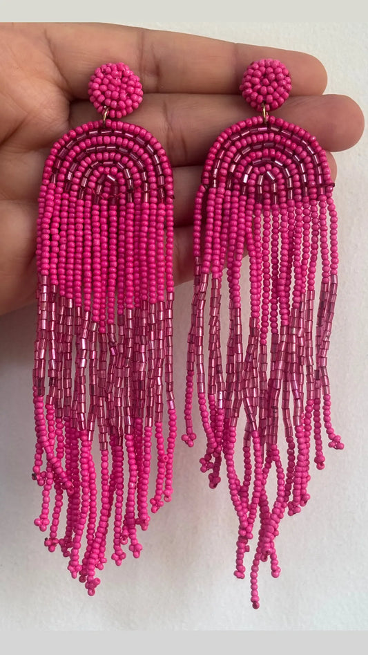Gulabi Gala Beaded Earrings - 