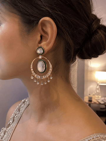Vanya Emerald Hoop Moissanite Earrings - E32-BJ