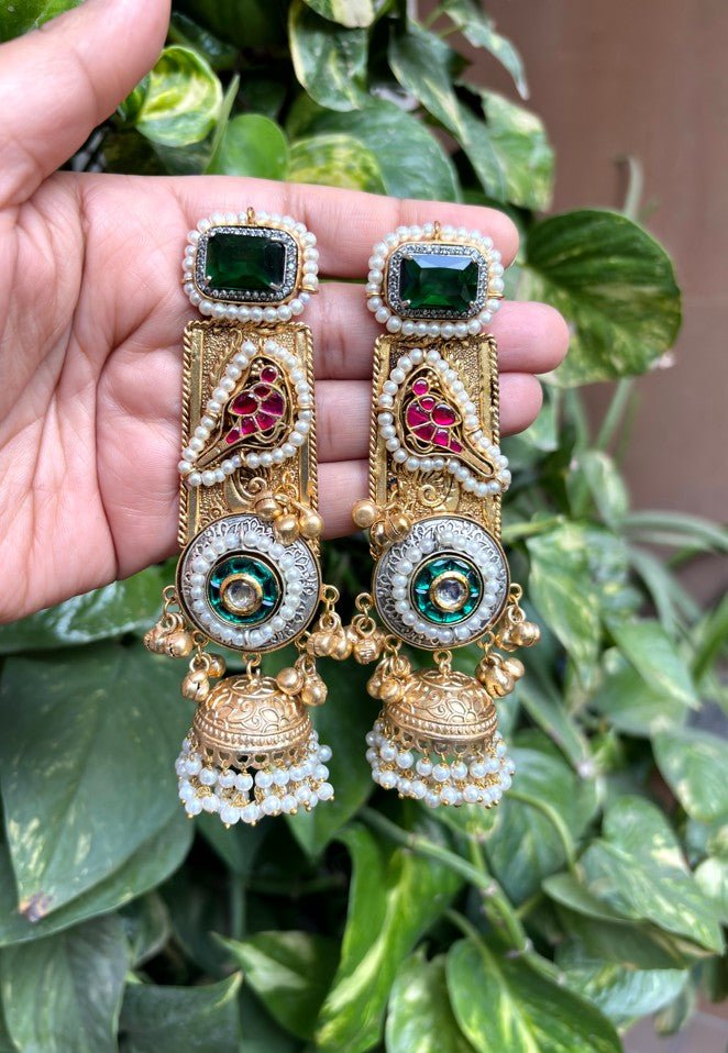 Emerald Mayuri Jhumka - 
