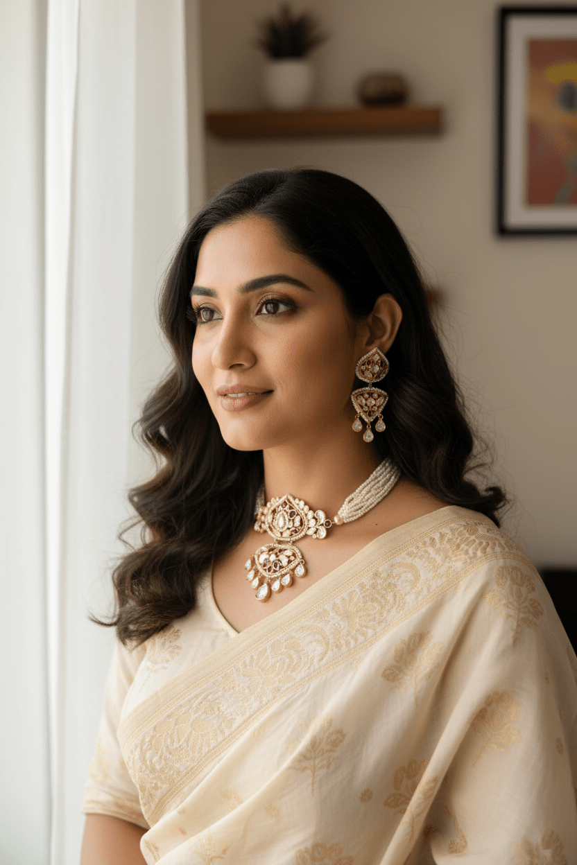 Gulnaar Moissanite Ruby Choker Set - 