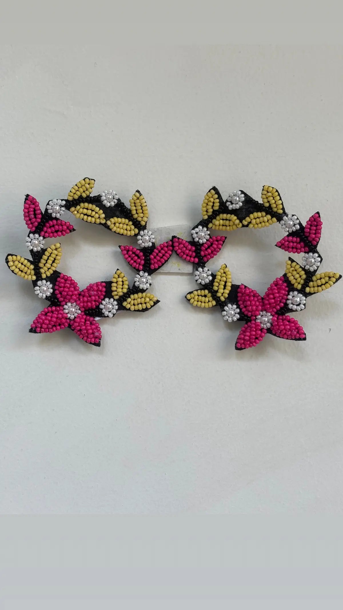 Garland Glow - Pink Beaded Earrings - 