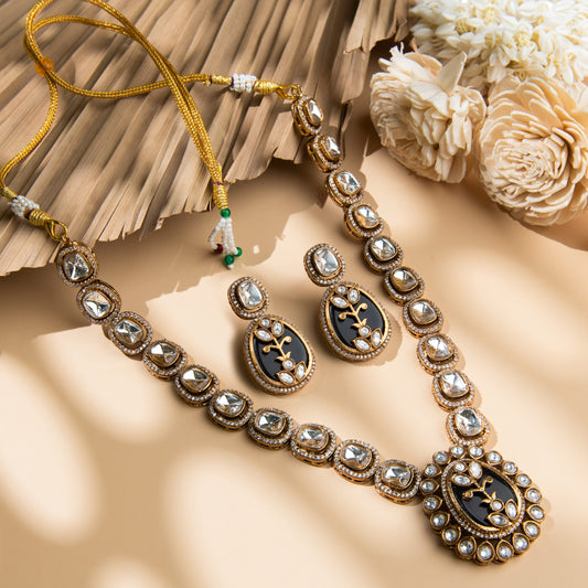 Kundan Black Elegance Necklace Set - N-24-N-O-1NSYY-VJ