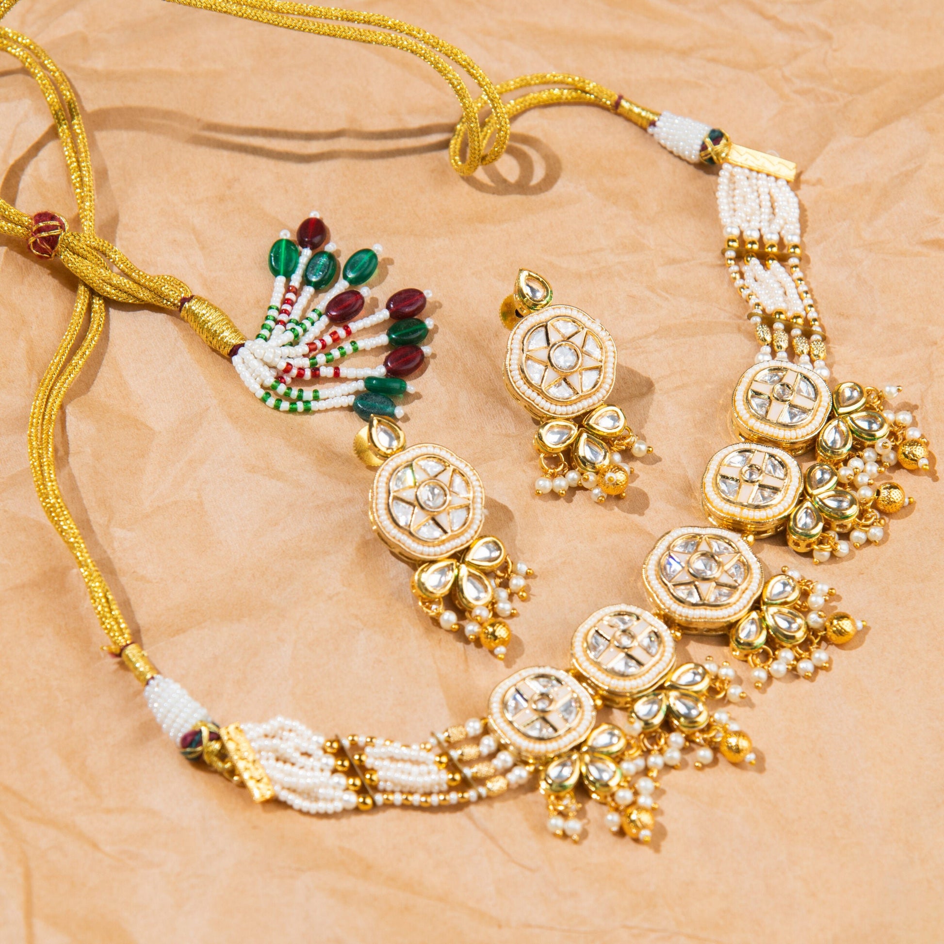 Peach Kundan Enamel Choker - N-24-N-O-1FFYY-VJ