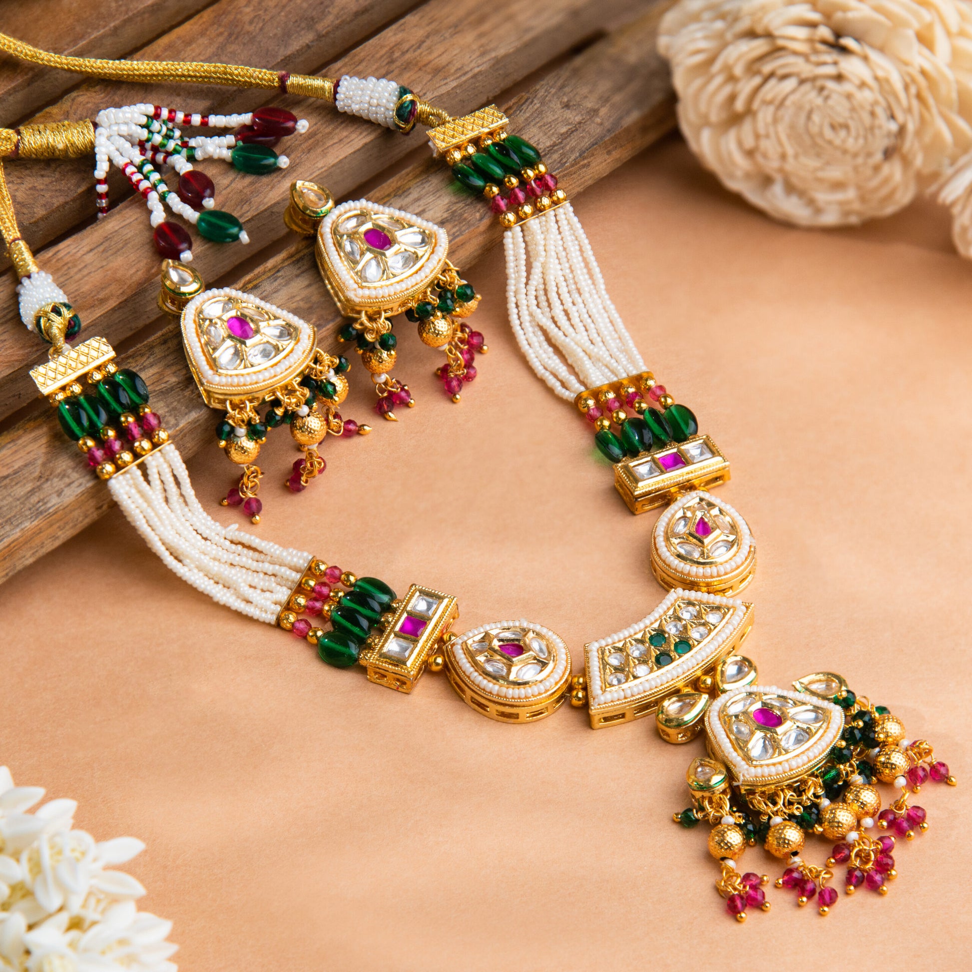 Regal Kundan Pearl Multilayer Necklace Set - N-24-N-O-1FYKY-VJ