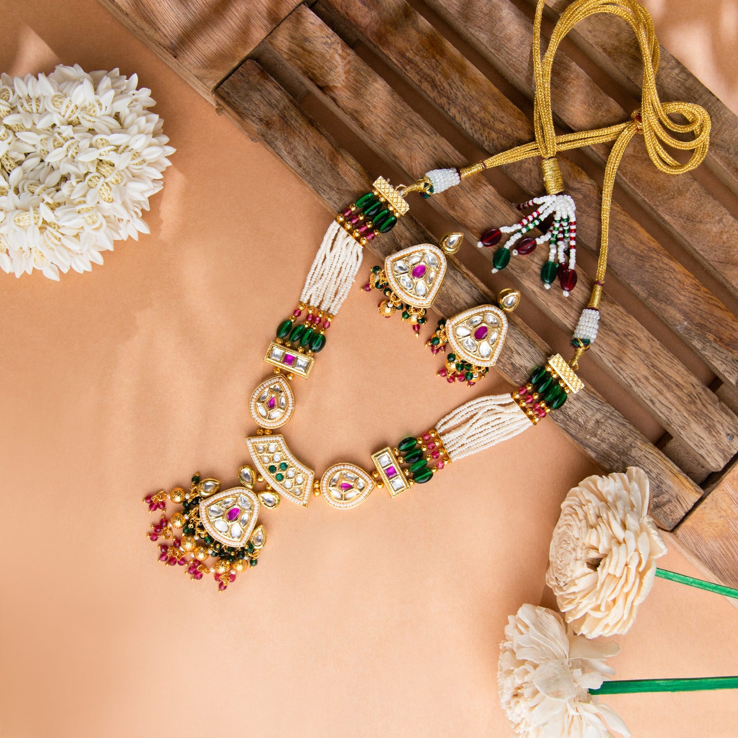 Regal Kundan Pearl Multilayer Necklace Set - N-24-N-O-1FYKY-VJ