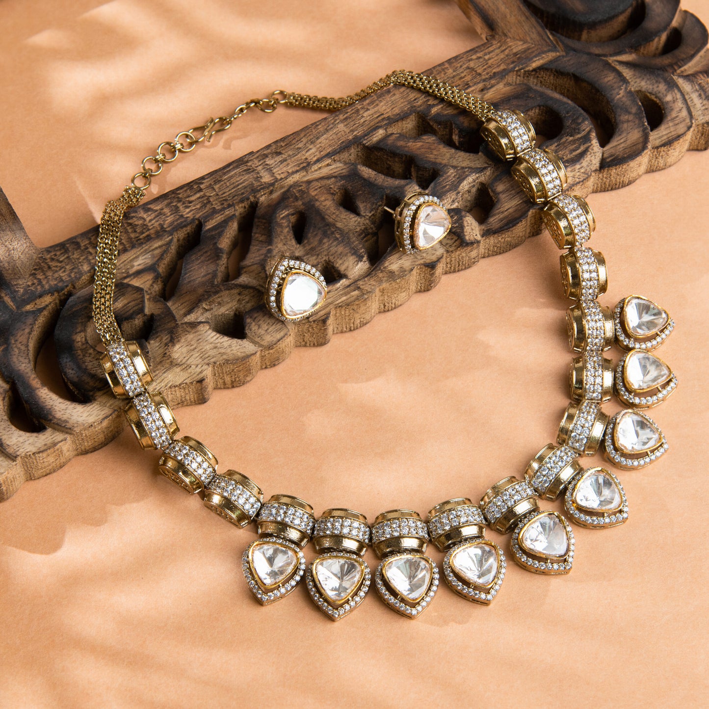 Drum train Moissanite Kundan set - N24-N-O-1DBBY-VJ