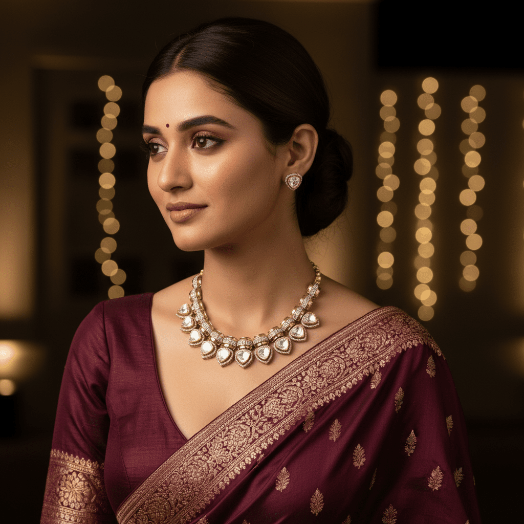 Drum train Moissanite Kundan set - N24-N-O-1DBBY-VJ