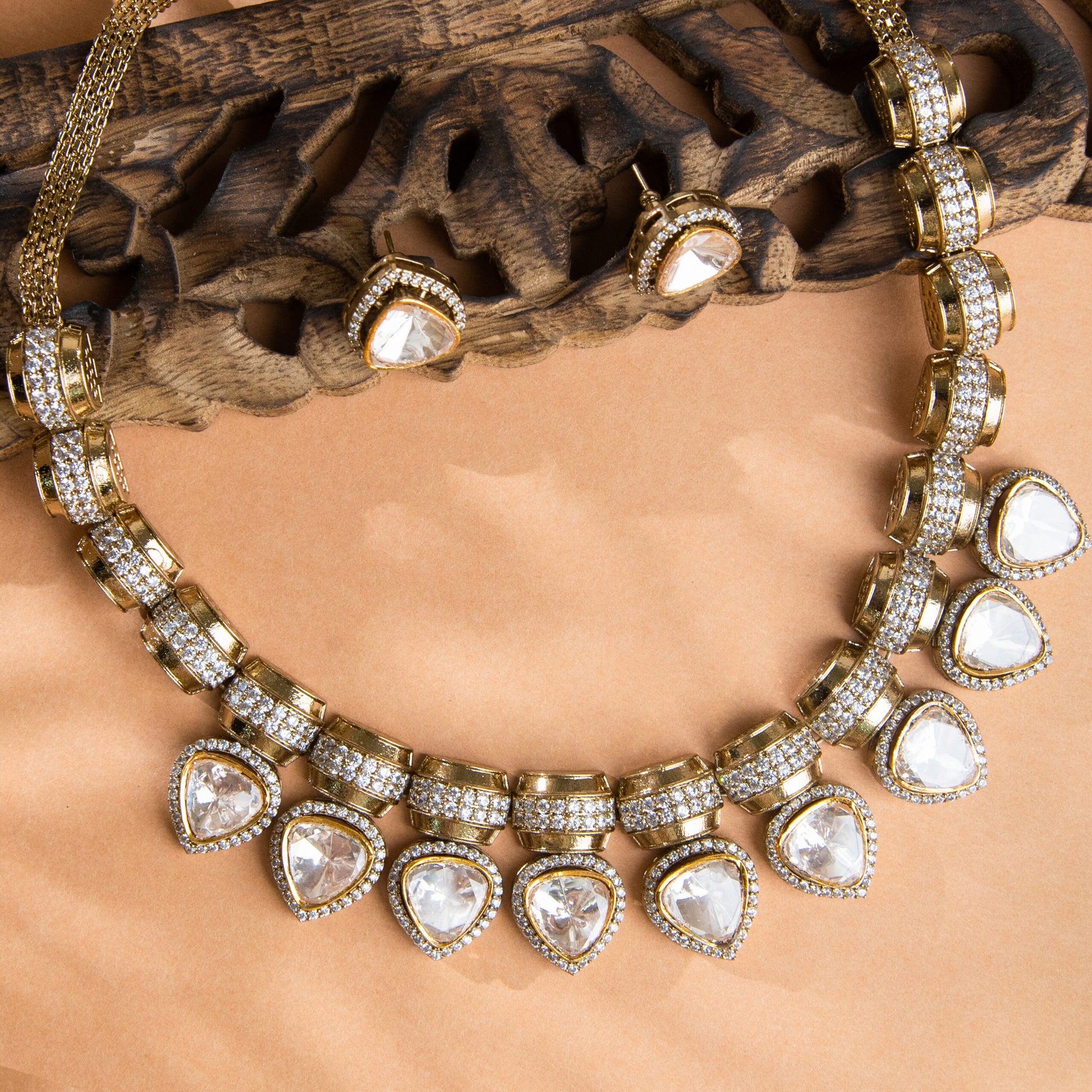 Drum train Moissanite Kundan set - N24-N-O-1DBBY-VJ