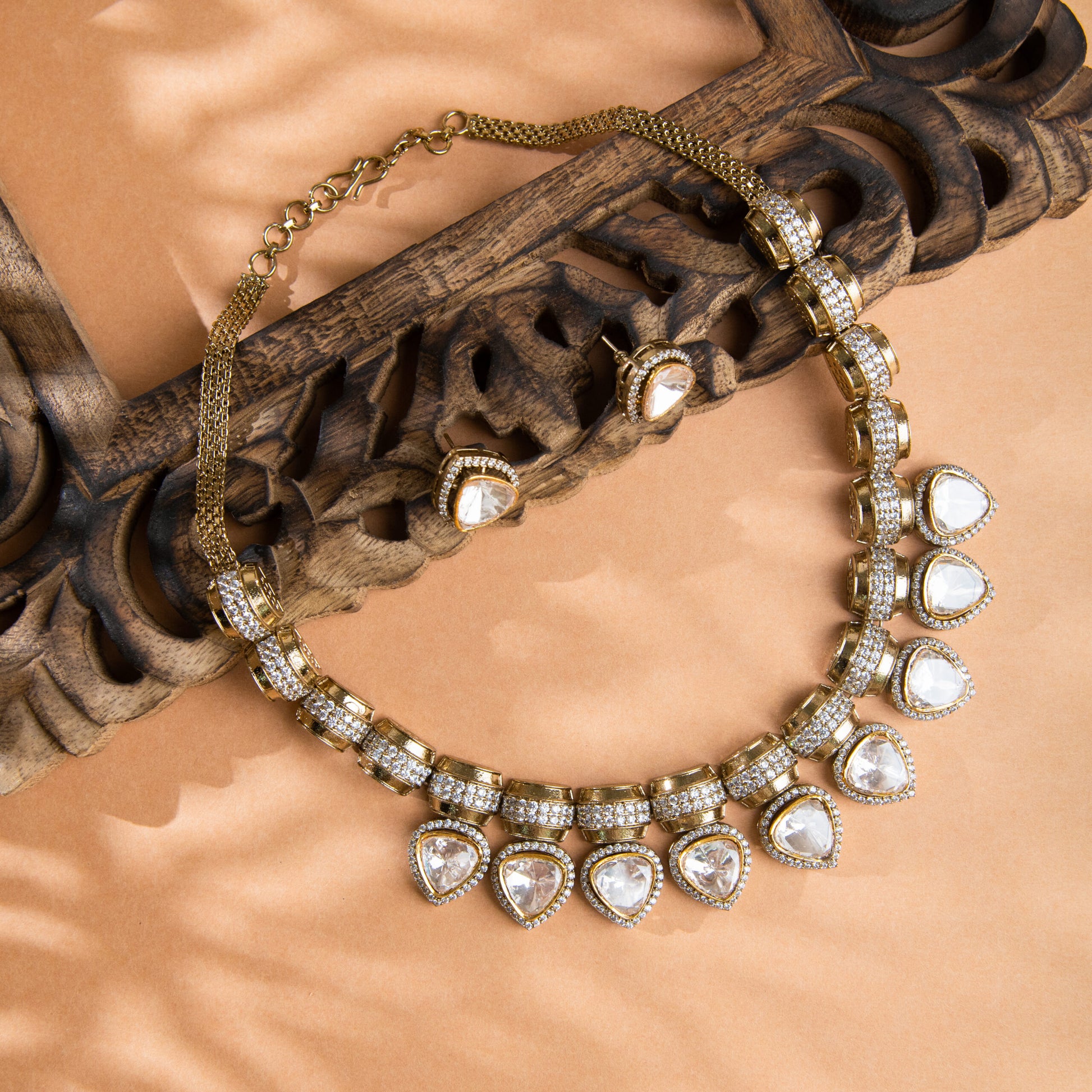 Drum train Moissanite Kundan set - N24-N-O-1DBBY-VJ