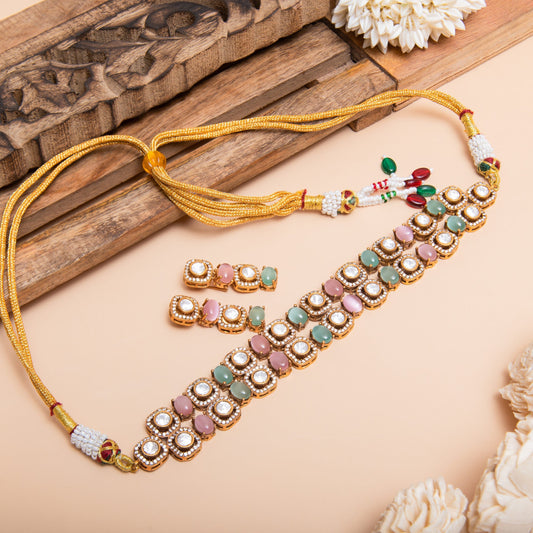 Mint Blush Moissanite Choker Set - N-24-N-O-1FNYY-VJ