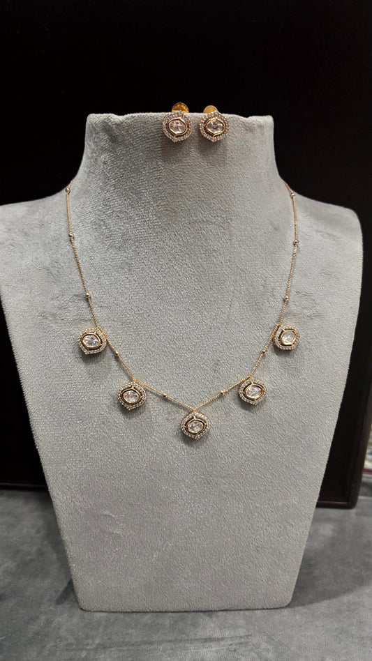 Anaya Moissanite Station Necklace Set - 