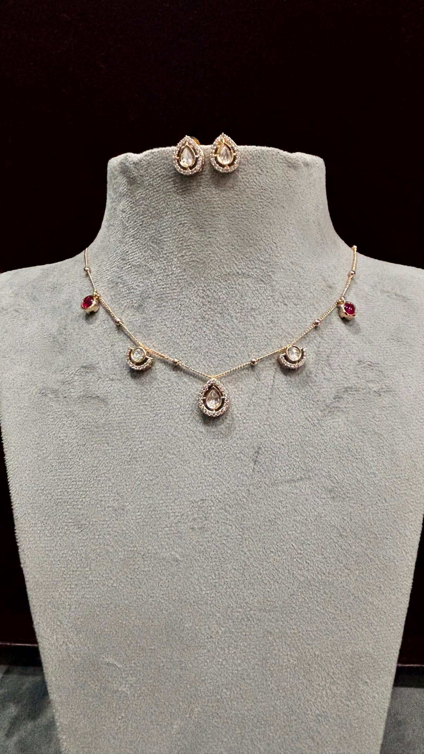 Kiara Ruby & Moissanite Drop Necklace Set
