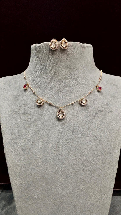 Kiara Ruby & Moissanite Drop Necklace Set