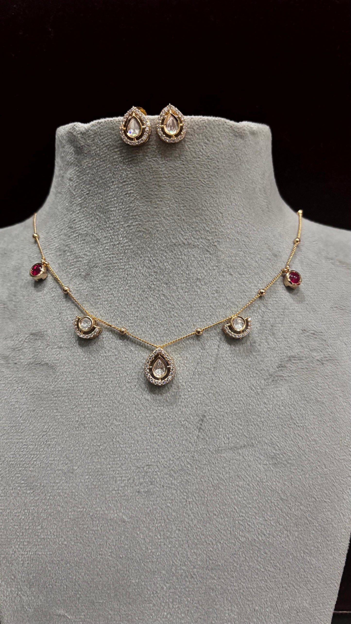 Kiara Ruby & Moissanite Drop Necklace Set