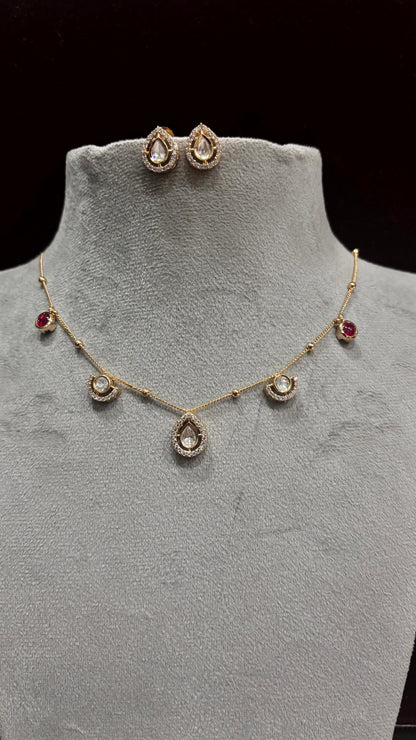 Kiara Ruby & Moissanite Drop Necklace Set