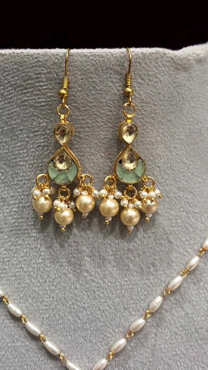 Ira Pearl Pachi Kundan Pendant Necklace Set