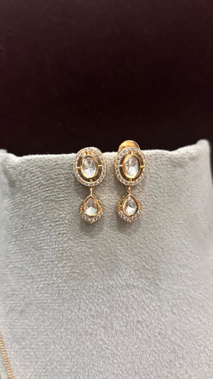 Navya Pearl Drop Moissanite Pendant Necklace Set
