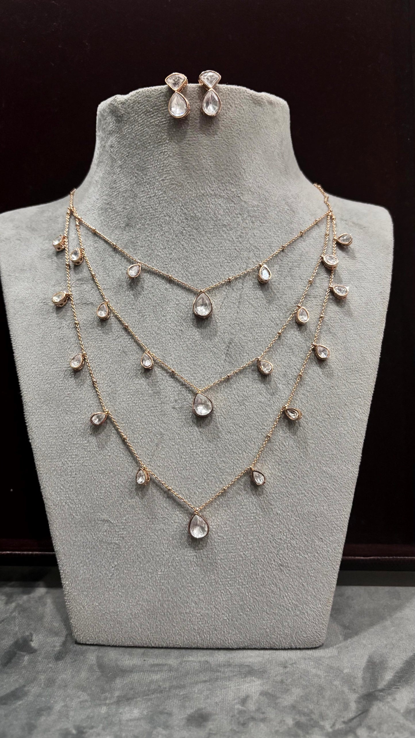 Kiara Pear Drop Layered Moissanite Necklace Set