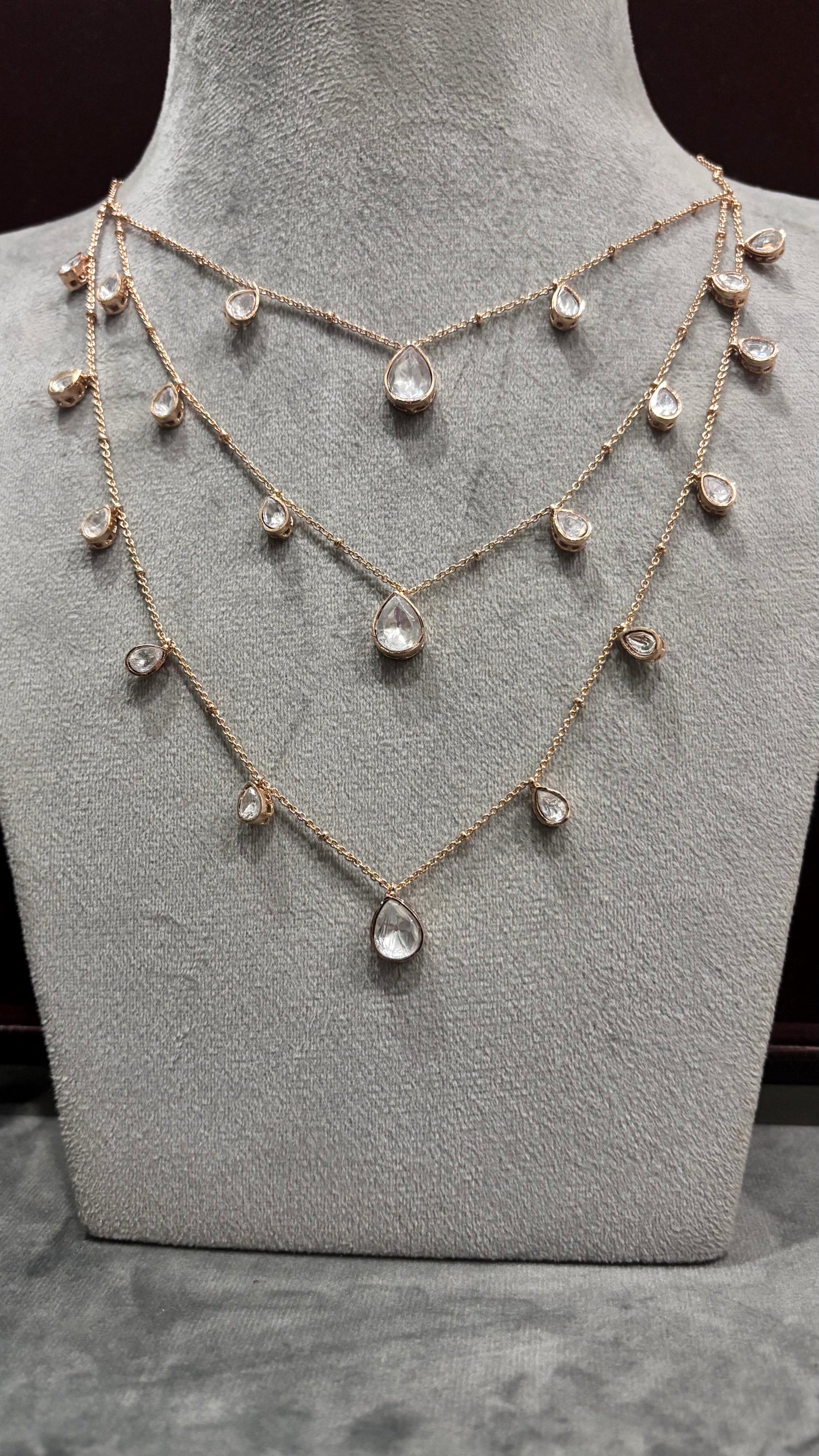 Kiara Pear Drop Layered Moissanite Necklace Set