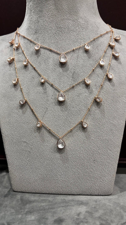 Kiara Pear Drop Layered Moissanite Necklace Set