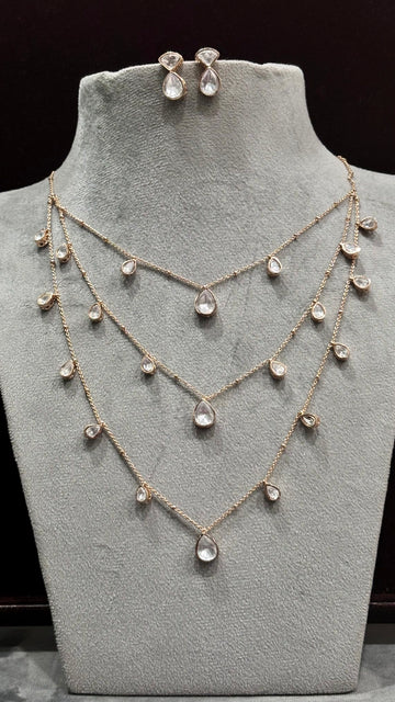 Kiara Pear Drop Layered Moissanite Necklace Set - 