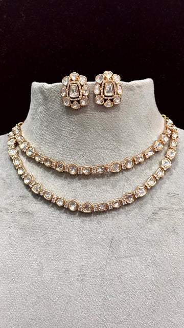 Myra Moissanite Double Layered Necklace Set - 