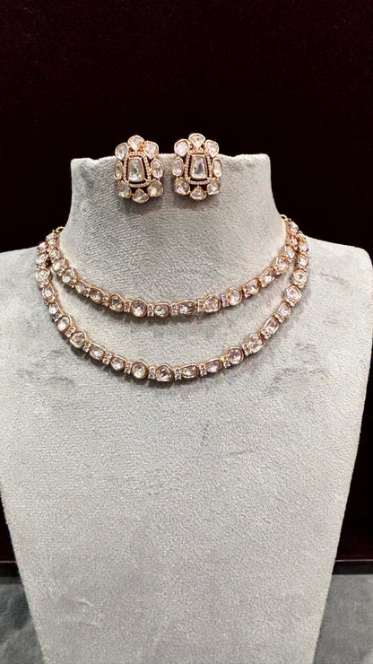 Myra Moissanite Double Layered Necklace Set