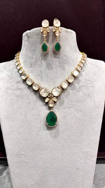 Vanya Emerald Teardrop Moissanite Necklace Set - 