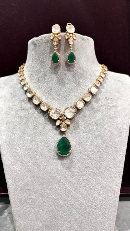 Vanya Emerald Teardrop Moissanite Necklace Set