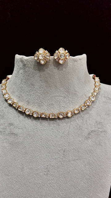 Myra Moissanite Single Layer Necklace Set - 