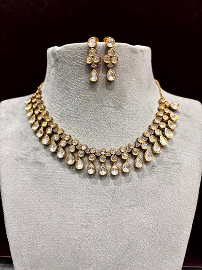 Kashvi Pear Drop Moissanite Necklace Set