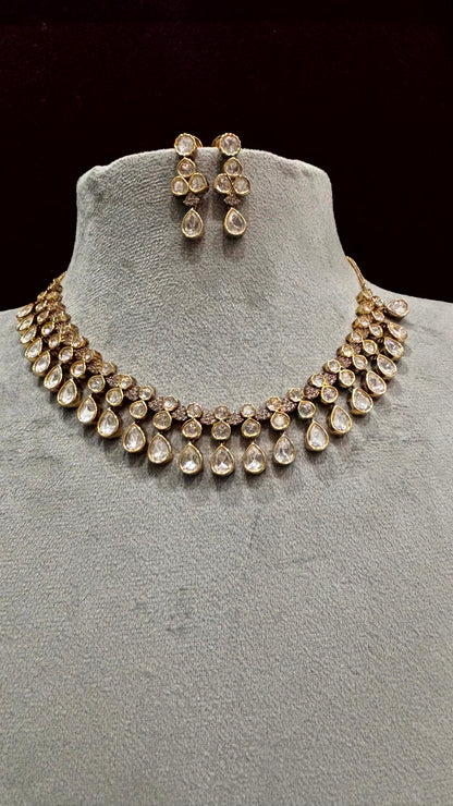 Kashvi Pear Drop Moissanite Necklace Set