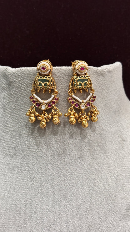 Rajeshwari Antique Temple Necklace Set